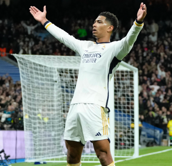 Jude Bellingham is relieved to net the first goal of the season for Real Madrid 