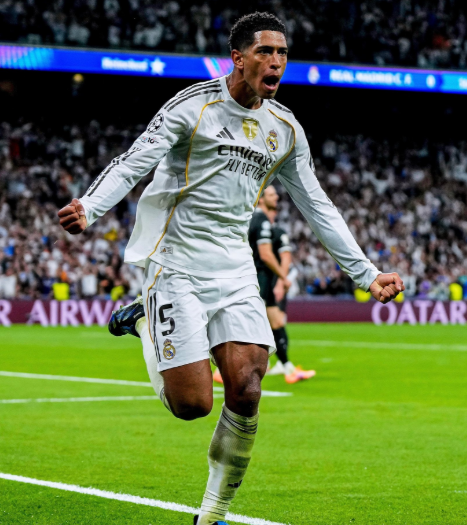 Jude Bellingham is relieved to net the first goal of the season for Real Madrid